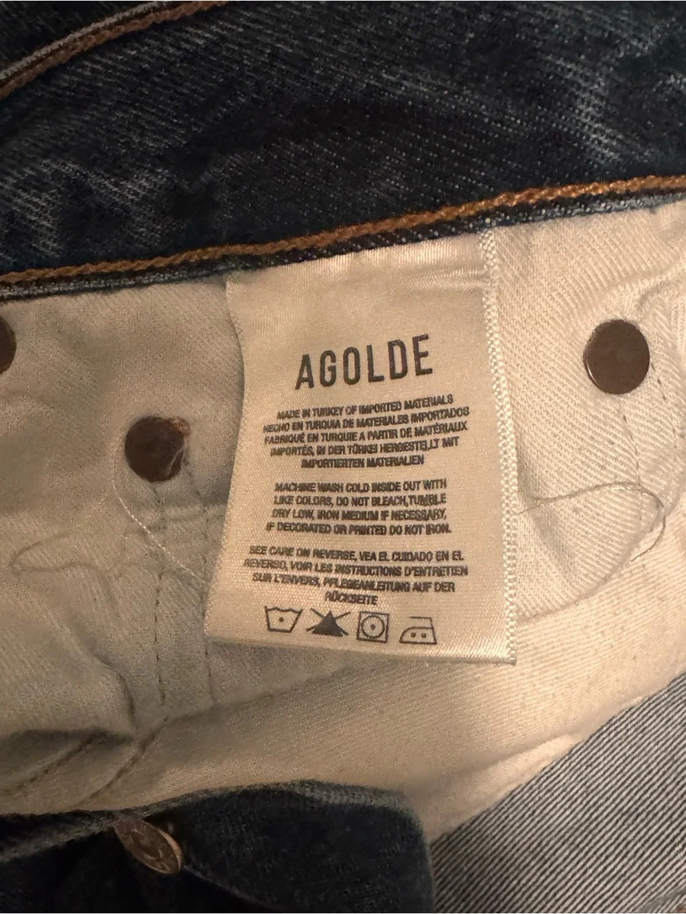 Agolde High-Rise Dark Blue Vintage Wash Barrel Jeans